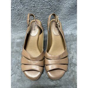 Softspots Womens Neima Metallic Tan/Beige Soft Leather Slingback Pump Heels 10W